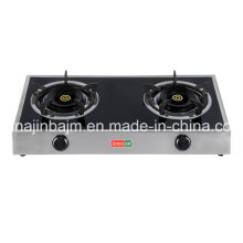 2-Burner Tempered Glass Top Stainless Steel Gas Cooker/Gas Stove